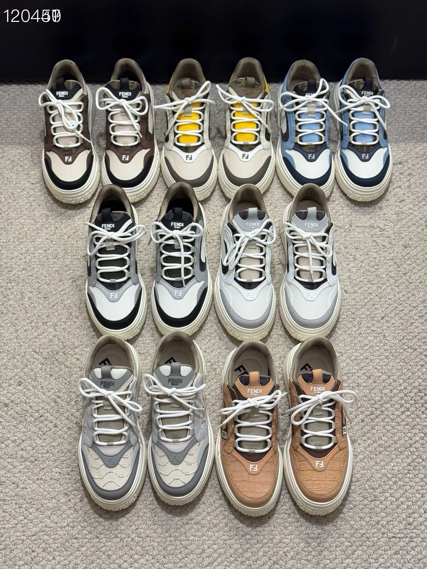 Men's men's shoes 💰560 [New style] 🦥🦥FENDI Fendi high version latest Force series calfskin FF mesh round toe thick sole low-top sports sneakers, these Force lace-up low-top shoes. Made of white full-grain leather and white and brown smooth leather. Padded. Brown FF jacquard and yellow technical fabric details. Lightweight and thick white sole with FF pattern details on the toe and heel ✔️Fabric: Imported first-layer cowhide breathable mesh ✔️Inner lining: Customized breathable mesh ✔️Sole: Open-molded rubber foam material ✔️Sole thickness: 7CM Size: #Men's 38-44 (45 is custom-made and cannot be returned or exchanged